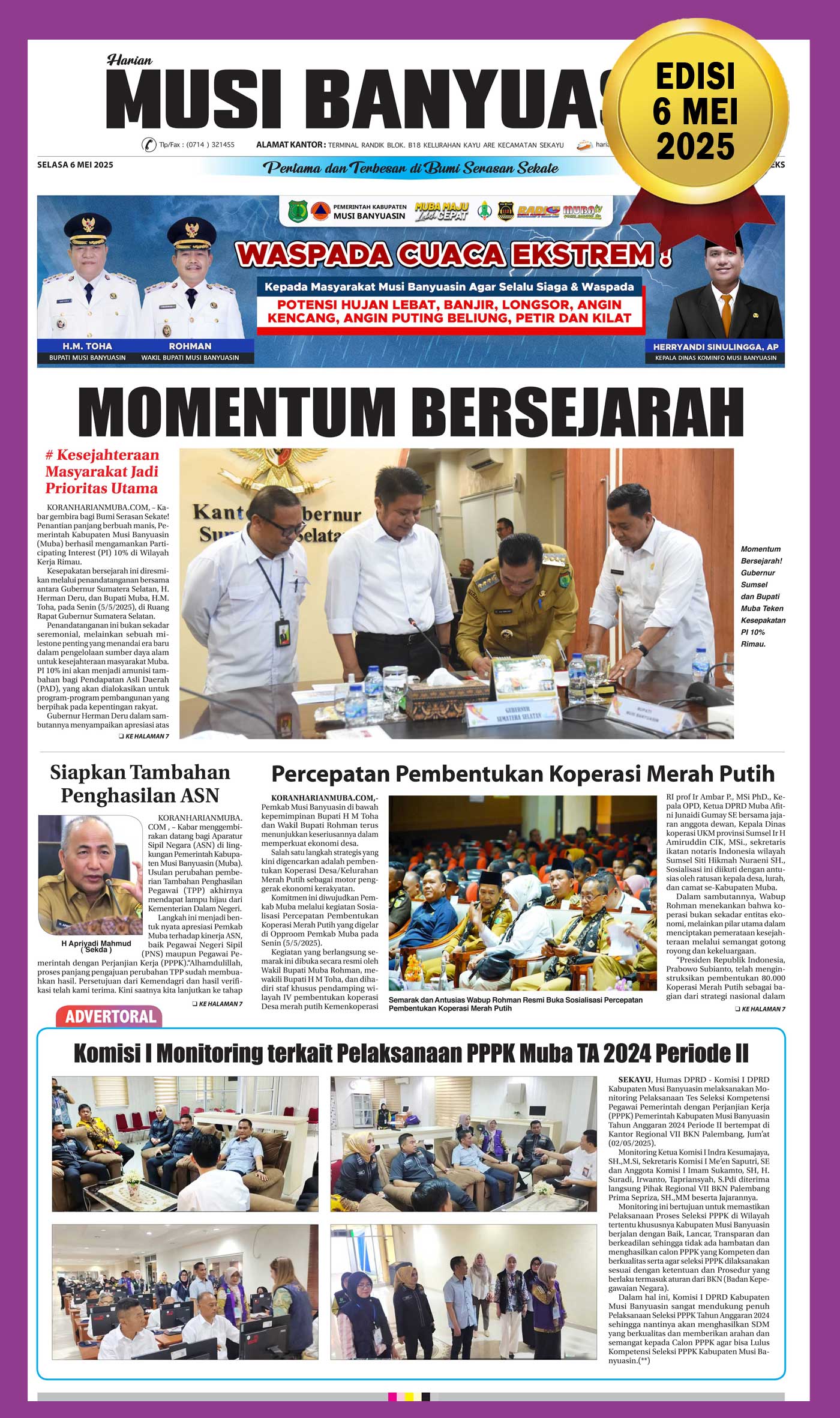 Koran Harian Musi Banyuasin 6 Mei 2025