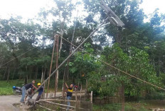 Pemdes Ulak Lebar Pasang 9 Lampu Jalan Tenaga Surya, Pemukiman Kini Terang