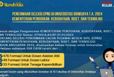 Yuk Persiapkan, Unsri Sumsel Buka 558 Formasi, 476 Asisten Ahli, 49 Lektor, 33 Tendik