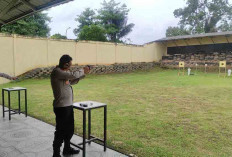 Jajaran Polres Muba Gelar Latihan di Lapangan Tembak Wicaksana Legawa Sekayu 