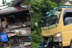  L300 Tabrak Truk di Jembatan Penyandingan OKU, Sopir Terjepit