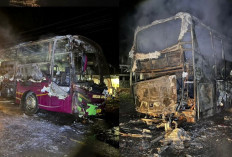 Bus Pemudik Nataru Terbakar di Muratara, Kerugian Capai Rp1 Miliar
