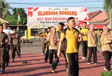 Semarak HUT Bhayangkara ke-79 di Polres Muba: Apel Pagi dan Olahraga Bersama Pererat Sinergi