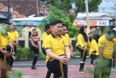 Jaga Kesehatan Jasmani, Polres Musi Banyuasin dan Bhayangkari Kompak Senam Bareng