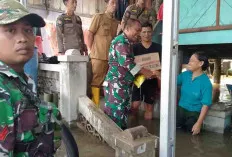 Tinjau Lokasi Banjir, Koramil 401-02/Babat Toman Bersama Forkopimcam Bagikan Sembako