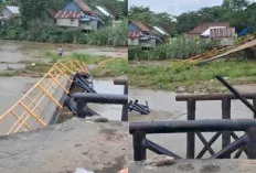 Baru Sehari Diperbaiki, Jembatan Lubuk Rukam Ogan Ilir Kembali Ambruk. Ini Penyebabnya  