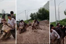 Kabur dari Polisi, Sekawanan Pemotor Malah Mandi Lumpur di Jakabaring