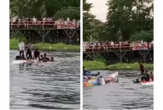 Waduh, Jelang Maghrib Lebaran Pertama, Speedboat Terbalik di Ogan Ilir, Bagaimana Penumpang?