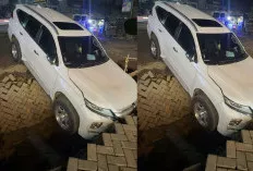 Parkir di Indomaret Km 12 Palembang, Mobil Pajero Putih Terperosok Akibat Gorong-gorong Amblas