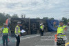 Kecelakaan Maut di Tol Palembang-Kayuagung, Bus Terbalik, Sopir Meninggal Dunia, 9 Penumpang Cedera