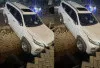 Parkir di Indomaret Km 12 Palembang, Mobil Pajero Putih Terperosok Akibat Gorong-gorong Amblas